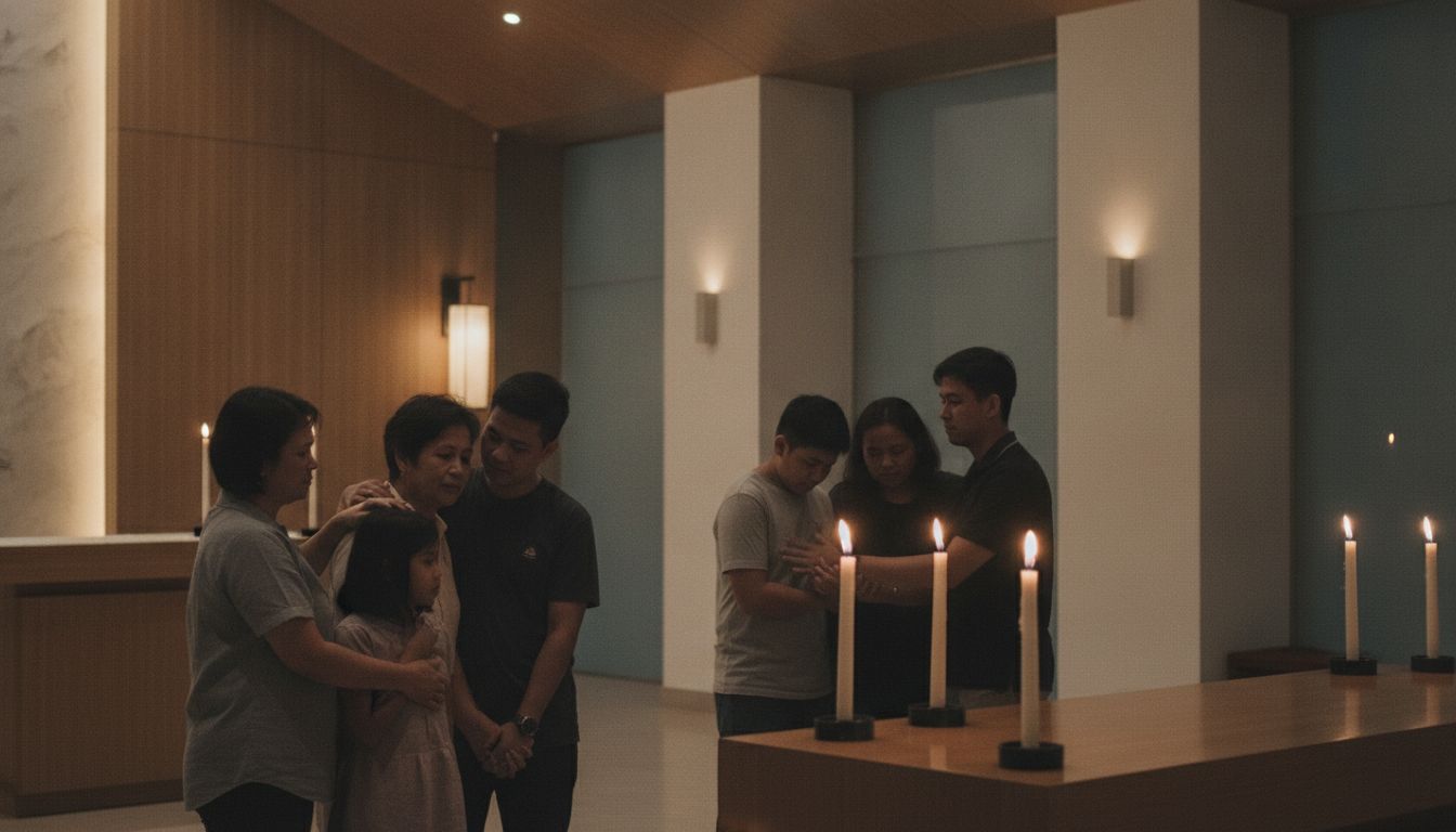 Family gathering during a memorial service in our chapel