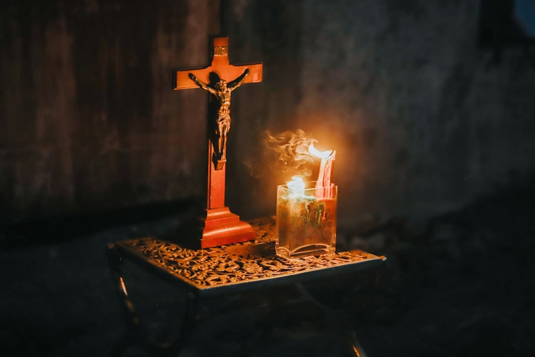 Funeral setup with memorial display