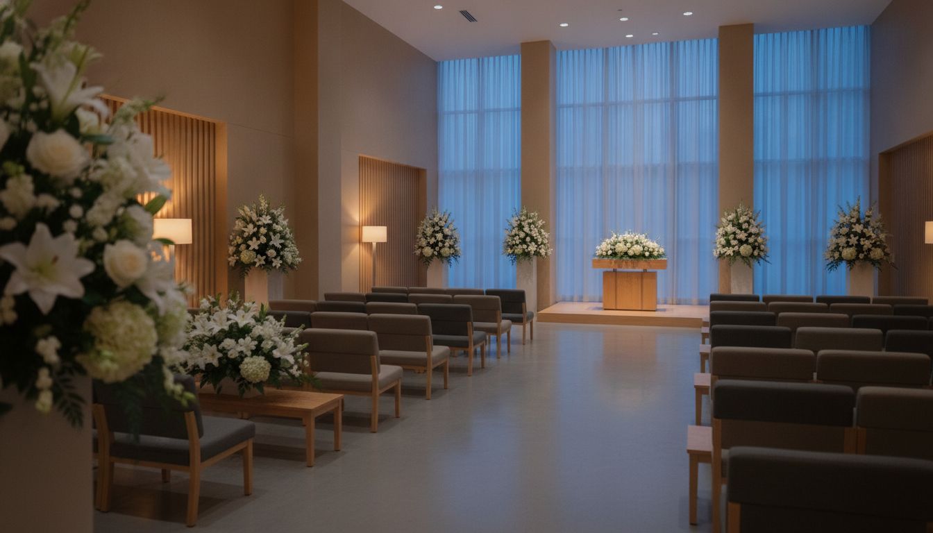 Serene funeral chapel interior