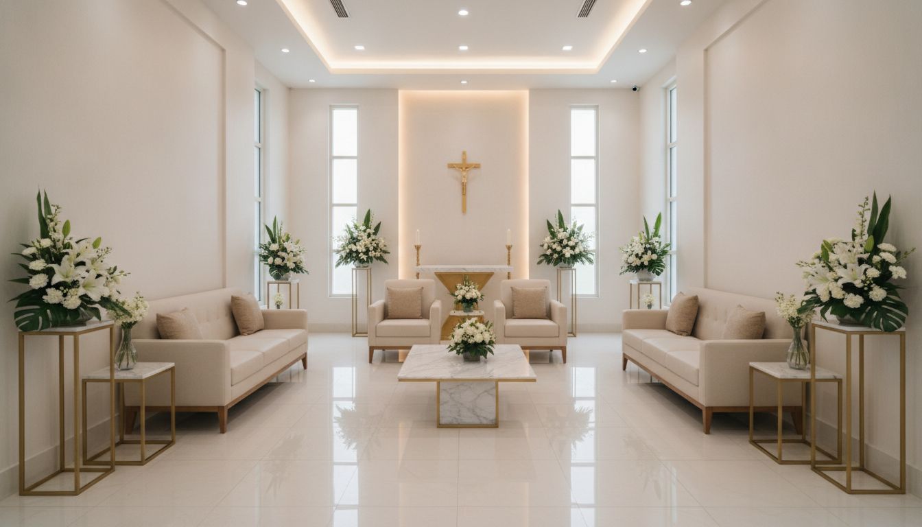 Serene funeral chapel interior