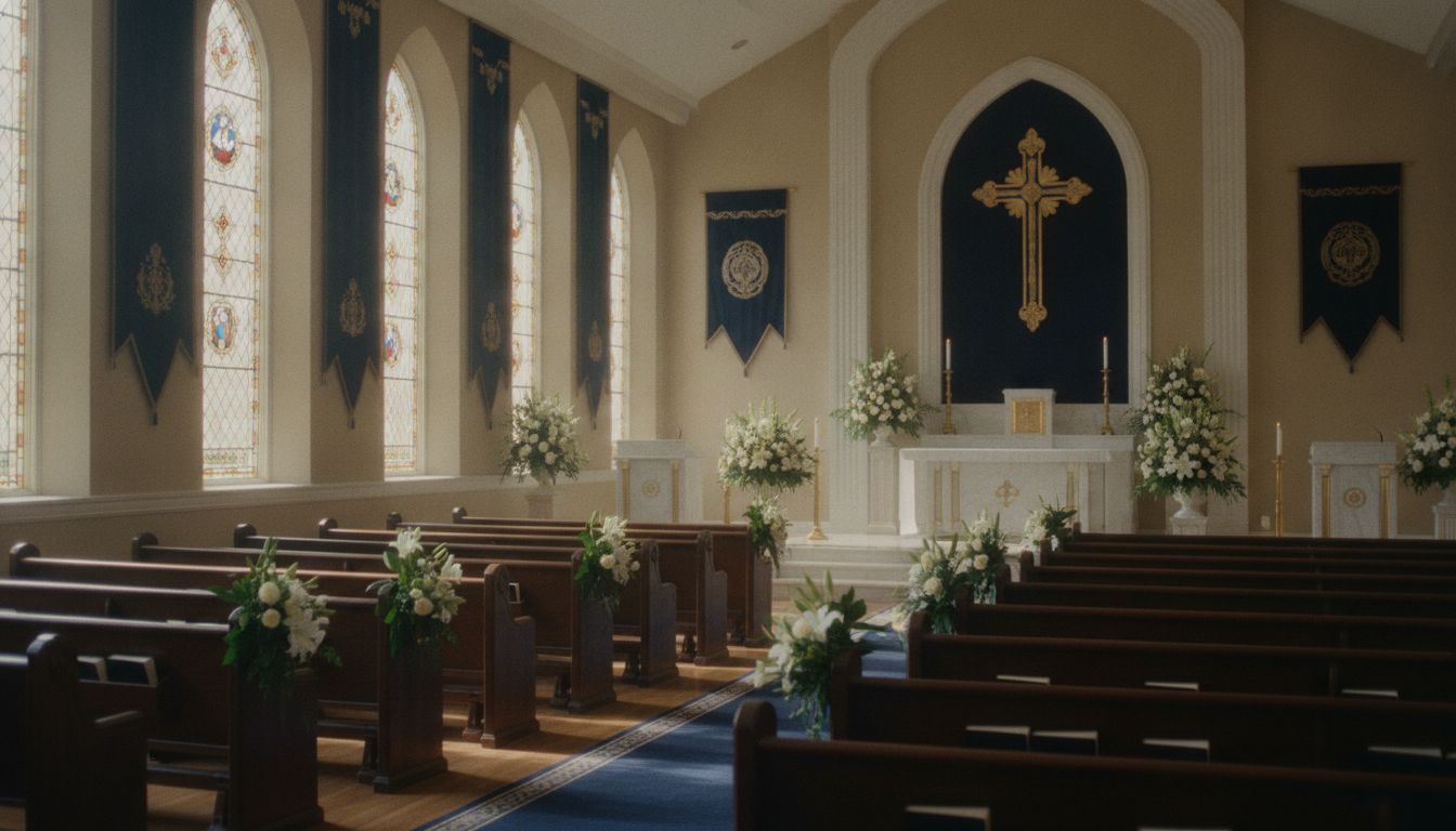 Serene memorial chapel interior at Mont Eden Funeral Services